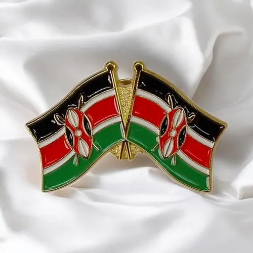 Gk Kenya Double Flag Lapel Pin Badge – Dual Patriotic Flags with Gold Finish, Elegant Na…