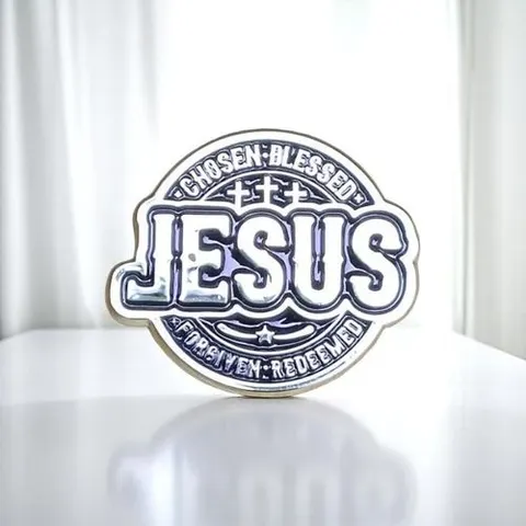 Gk JESUS - Chosen, Blessed, Forgiven & Redeemed" Premium Christian Faith Lapel Pin Badge…